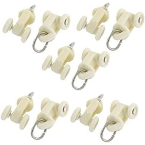 10Pcs Glisseur Rail Rideaux Roulette Crochet Roue Rideaux Coulissant Poulie Pour Fenêtre Voilage Beige Plastique Ø10Mm