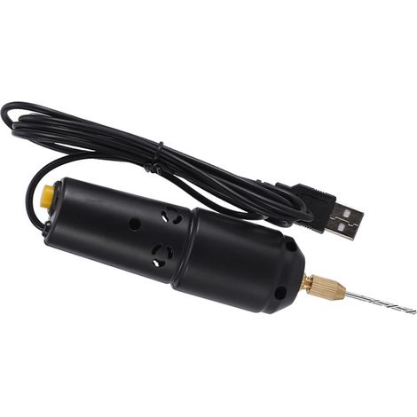 Mini perceuse électrique USB noire de type 360 pour percer des trous dans le jade, la résine époxy, le cristal et les perles. (1/4)