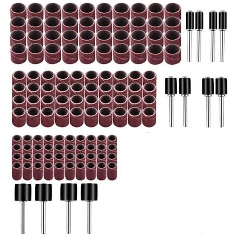 132 Pièces Caoutchouc Tambour De Ponçage avec Boîte Gratuite, Comprenant 120 Pièces Bandes de Ponçage et 12 Pièces Tambour Mandrin pour Dremel Outils Rotatifs (1/5)