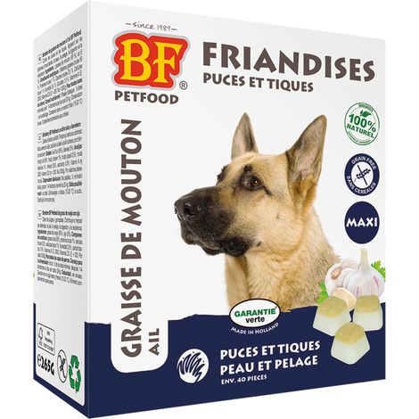 Bonbons biofood puces et tiques pour chien – 40 pièces – Accélère la digestion – Protection naturelle contre les parasites – Chadog