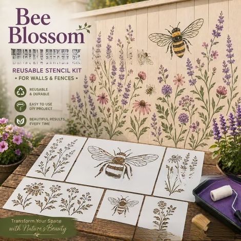 New Reusable DIY Kit for Walls - Reusable Wall DIY Kit with DIY Printing Templates - Bee -