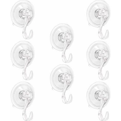 Lot de 8 crochets à ventouses pour salle de bain, robustes, pour crochets de cuisine, crochets pour évier, portes et fenêtres en verre. (1/5)