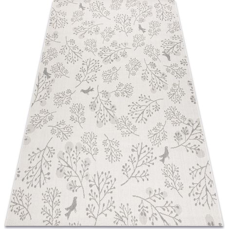 Teppich FLAT 48774/367 Laub Vögel -  creme grau grey 160x230 cm