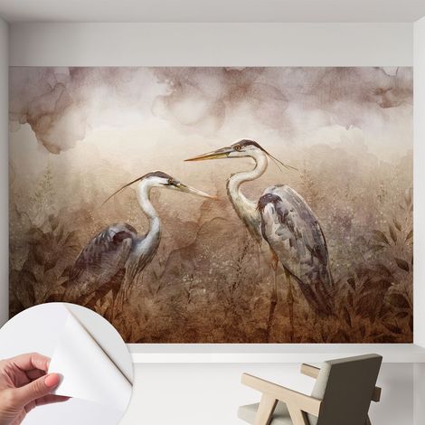Tapete Selbstklebend - abwaschbar - Tapete mit Motiv - trendige Wanddeko - elegant Fototapete Elegante Vögel 152x104 cm (1/5)