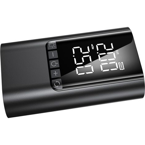 Démarreur de voiture avec gonfleur, batterie de secours 12V, compresseur numérique pour pneus auto, moto, vélo, ballon, power bank portable et lampe LED 6000mAh, pinces standard (1/5)