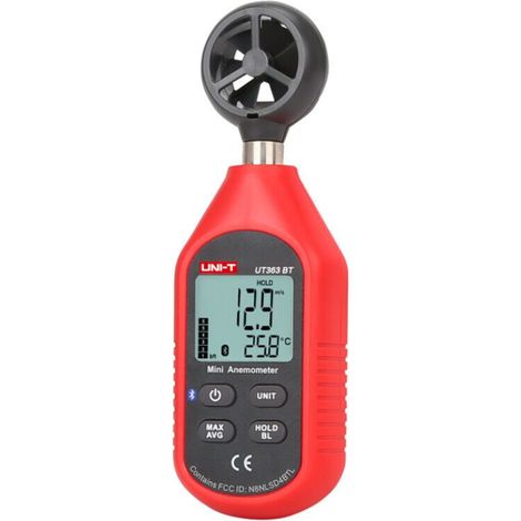 Bluetooth Anémomètre,Portable Mini Digital anémomètre avec thermomètre et max/min pour collecte de données Météorologiques et l'extérieur Sports windsurf Sailing avec écran LCD rétroéclairé (1/5)
