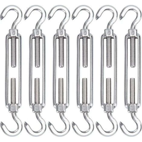 Enowelir Set mit 6 Edelstahl-Seilspannern M5, verstellbare Haken zur Montage von Sonnensegeln, Wäscheleinen und Zäunen (1/4)