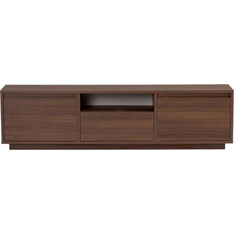 Meuble tv 3 portes en bois L160cm - Bois foncé - Kula (1/5)