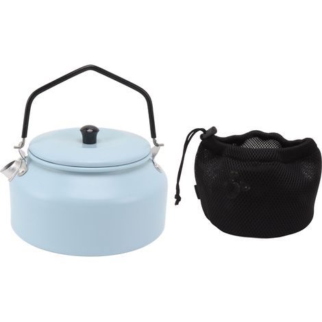 0,9-Liter-Campingkessel aus Aluminiumlegierung, tragbar und vielseitig einsetzbar für Wanderungen, Picknicks und Outdoor-Aktivitäten, himmelblaue Farbe. (1/5)