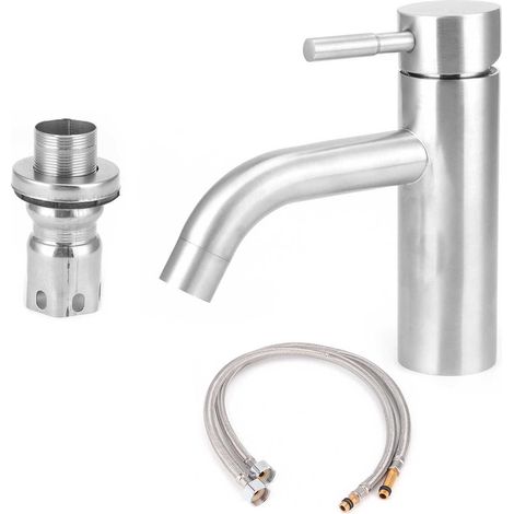 Robinet G1/2 en acier inoxydable avec poignée ronde et robinet d'eau chaude et froide en cuivre pour cuisine et salle de bain (1/5)