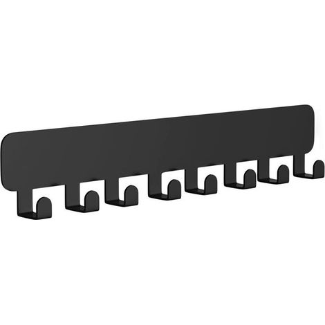 crochets à clés mural, porte-clés adhésif sans perçage à coller au mur, Noir 1 Pack,32X6.7X2cm (1/4)