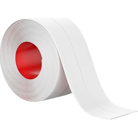 Joint Salle de Bain Rouleau, 5M x 3.8cm Ruban Adhésif Blanc Cuisine Ruban D'Étanchéité,Bande de Calfeutrage imperméable et Adhésive (1/5)