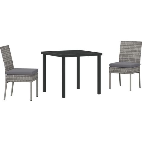 3-teiliges Garten-Essset Grau Poly-Rattan vidaXL (1/5)