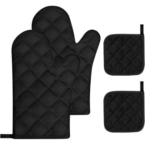 QORVA-Gants de Four Lot de 4 Gants de Cuisine et Maniques Résistants à la Chaleur et Antidérapants pour Cuisine, Pâtisserie, Barbecue (1/5)