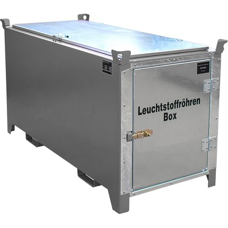 Bauer Leuchtstoffröhren-Box SL-D 200 nach ADR/RID 1.1.3.10c, Mausgrau mit verzinkter Tür und Deckel