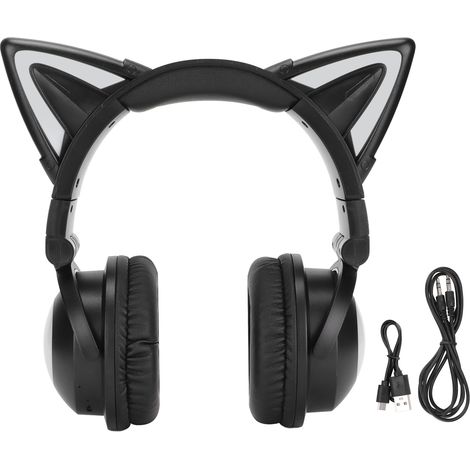Casque Bluetooth Oreilles de Chat avec Microphone LED Stéréo pour Filles Enfants
