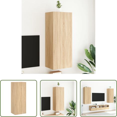 Holzschrank - TV-Wandschrank Sonoma-Eiche 40,5x30x102 cm Holzwerkstoff (1/5)