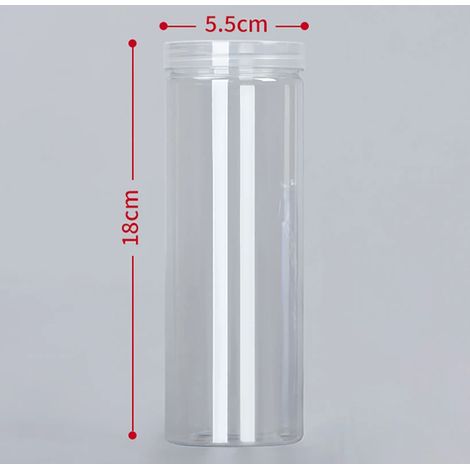 (G-380ml)1 bouteille d'emballage en plastique PET transparente vide avec fermeture hermétique, type seau circulaire, bocal à biscuits, boîte de conservation alimentaire scellée, récipient de stockage (1/5)