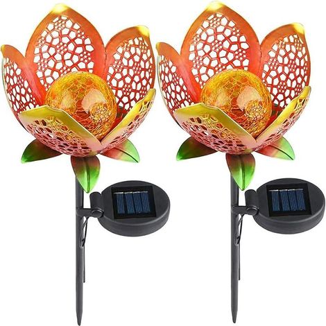 Set mit 2 dekorativen Solarleuchten - Außenbeleuchtung - Wasserdicht - Für Garten, Rasen, Weg - Blumenmuster (2 Stück) (1/5)