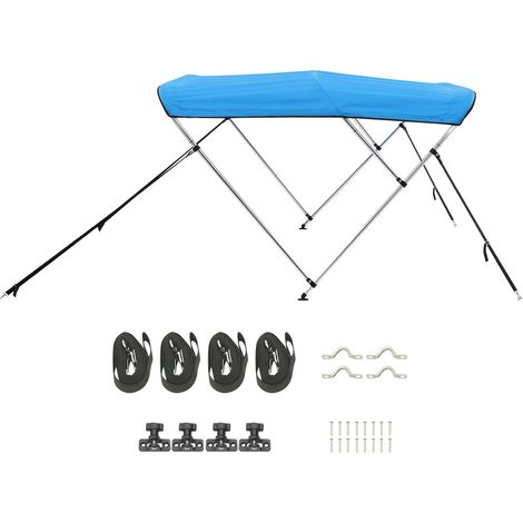 Tops de Bimini pour bateau à 3 arches,toile 600D en polyester,cadre en alliage d aluminium,avec sac de rangement et supports (1/5)