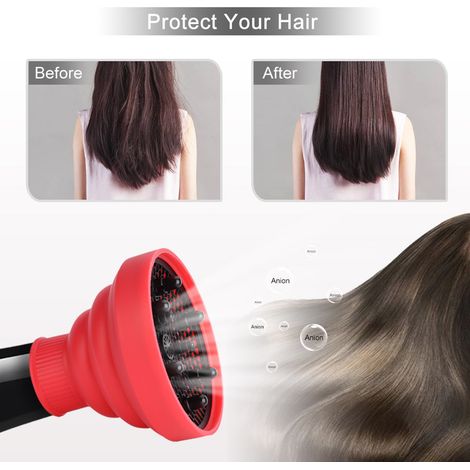 Sèche-cheveux pliable en silicone pour soin couleur, diffuseur universel compatible la plupart des modèles, coiffage et maquillage, pliable et léger (1/5)
