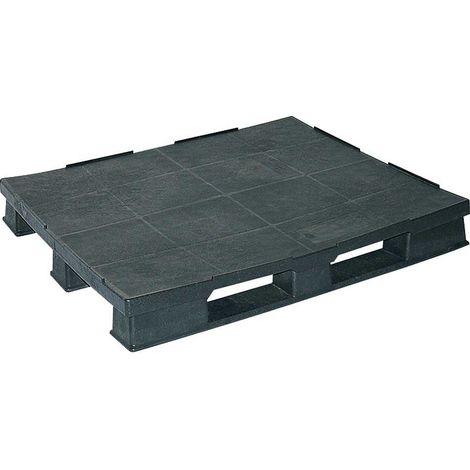 BRB Kunststoffpalette mit 3 Kufen, LxBxH 1200x1x150 mm, schwarz, mit Sicherungsrand (1/2)