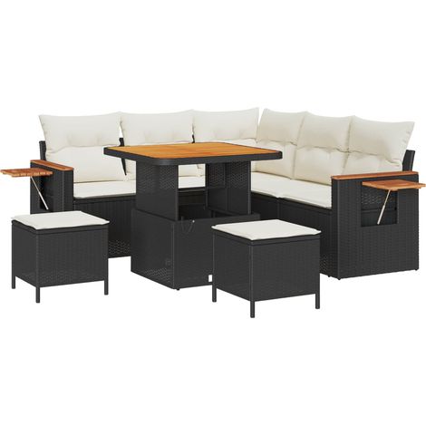Maison Exclusive - Set Divano da Giardino 8 pcs Nero polyrattan