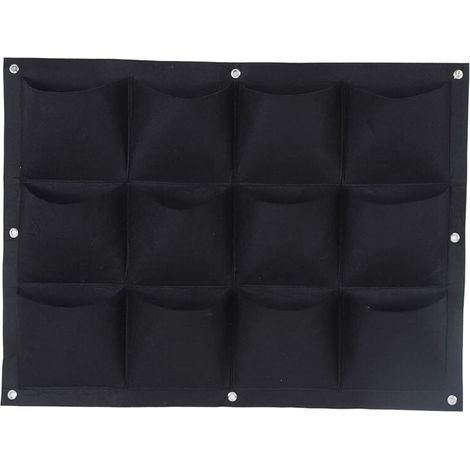 Sacchi per piante in juta biodegradabile Crezuo 79x59,5 cm 12 tasche per vasi e giardini verticali Feltro nero-Crezuo