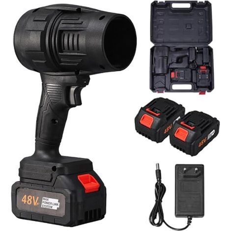 Soplador Turbo Jet, soplador de aire inalámbrico súper potente, soplador de hojas inalámbrico de 32000 RPM con 2 baterías.
