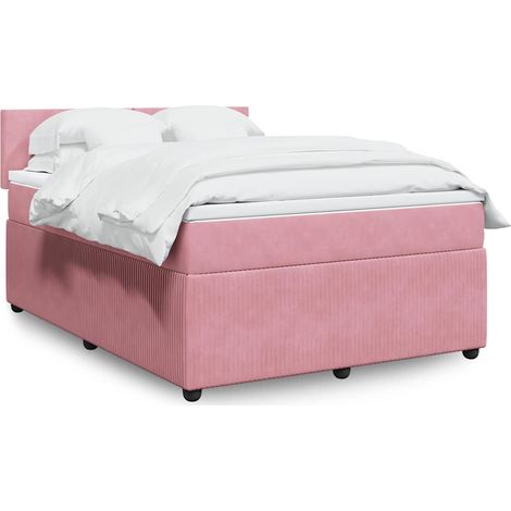 Boxspringbett mit Matratze Rosa 140x200 cm Samt