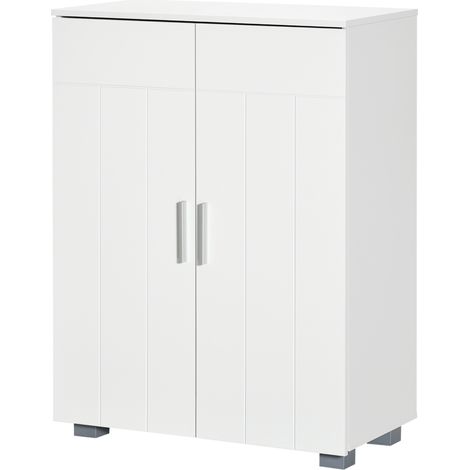 Armario Baño 2 Portes 2 Étagères Réglables 7 Niveaux Mueble Rangement Antivuelco Blanc 60x30x80 cm (1/5)