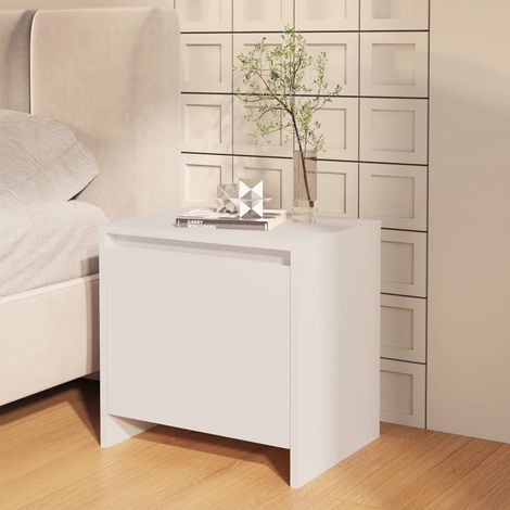 Table de chevet-Table de nuit blanc 45x34x44,5 cm bois d’ingénierie 380999 (1/5)