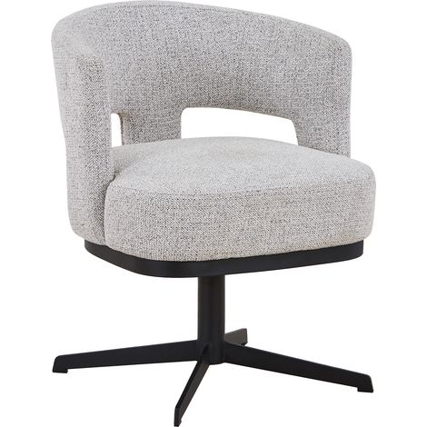 HAVA - Chaise pivotante en tissu gris clair pieds en métal noir (1/5)