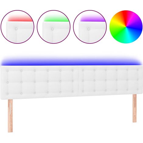 Maison Exclusive - Tête de lit à LED Blanc 160x5x78/88 cm Similicuir (1/5)