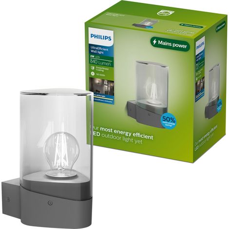 Philips Nayl Aplique de pared exterior (Antracita) Luz blanca cálida Casquillo E27 (1/5)