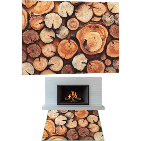 CHIMENEA DE CRISTAL TEMPLADO. DIMENSIONES DE LA BASE: 70x52cm. GRÁFICOS: MADERA. (1/5)