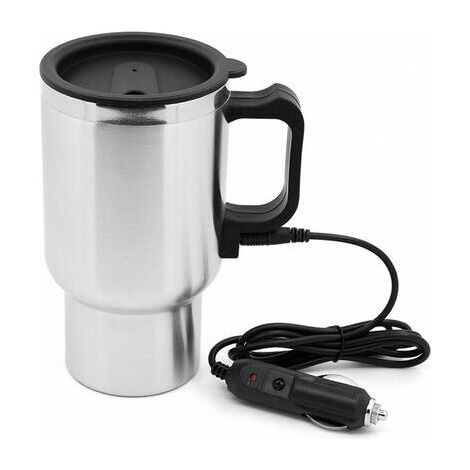 Car Electric Kettle Stainless Steel Car Kettle Travel Thermos Heating Water Bottle Heating Mug with Indicator Light Powered by Cigarette Lighter Charging Base (1/5)