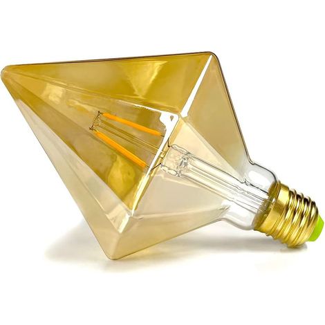 Ampoules LED Vintage 4W Blanc Chaud 2700Kelvin Big Globe Cristal Ampoule LED 220/240V Edison Vis E27 Base Spécialité Ampoule Décorative G125 (Pyramid) (1/5)