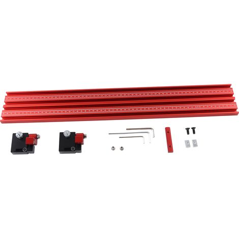 Guide rail 600mm aluminium, T-track rail with parallel slider stop, extendable 1200mm, set for woodworking, aluminum alloy guide, adjustable sliding rail kit (1/5)