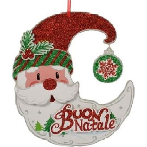 2 Decorazioni casa fineste fuori porta per albero natalizio babbo natale cappello rosso grandi  cm28/30 assortiti (1/2)