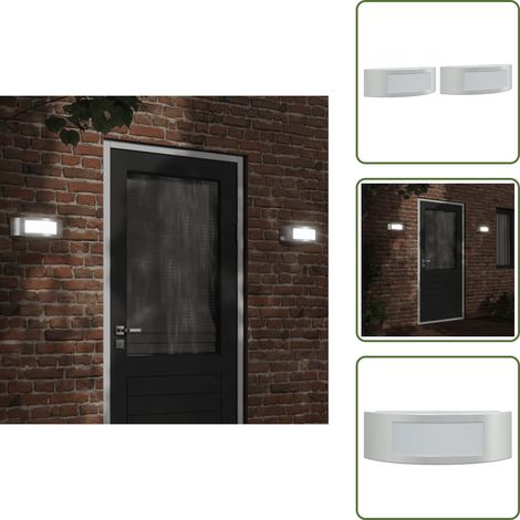 Außenwandleuchten 2 Stk. Silbern Edelstahl - Gartenbeleuchtung - LED Wandleuchte - Außeleuchte - Edelstahl Lampe - Wetterfeste Beleuchtung (1/5)