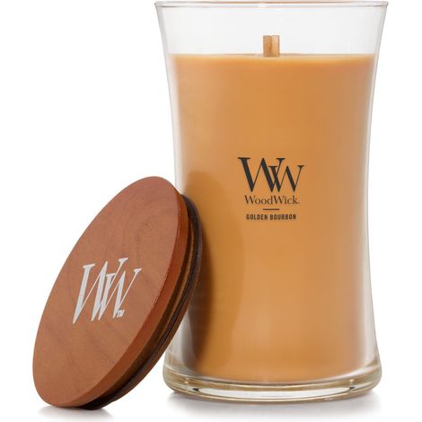 Bougie parfumée WoodWick Golden Bourbon mèche bois 17,8 cm