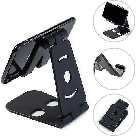 Support universel réglable pour téléphone portable, pivotant, pliable et portable. Noir (1 pièce) (1/5)