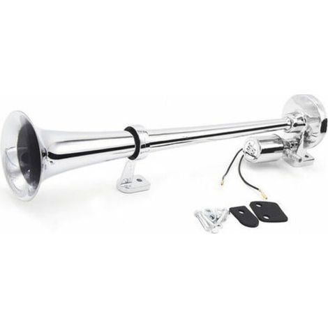 Kit De Haut-Parleur A Klaxon A Air Chrome Trompette A Tube Unique 150Db 12 V/24 V Universel Pour Camion De Train, Argent