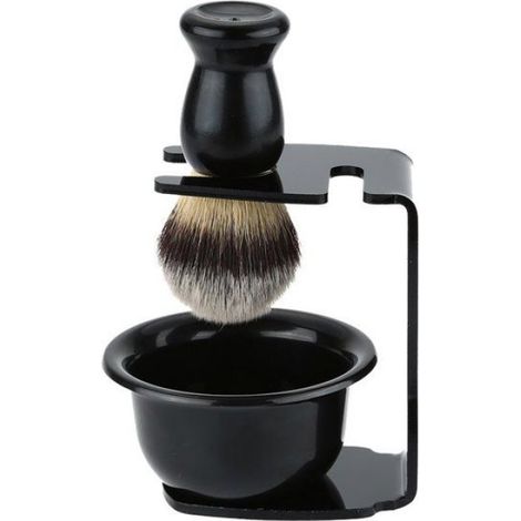 Kit de blaireau 3 en 1 - Base de cadre de rasage et bol de savon à raser et blaireau à poils, ensemble de rasage pour hommes