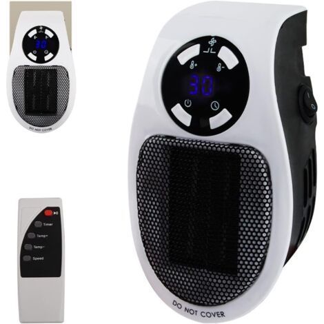 500W electric fan heater – Mini wall-mounted air heater with remote control – 2 air speeds – Thermostat and timer – For spaces up to 30 feet² (1/5)