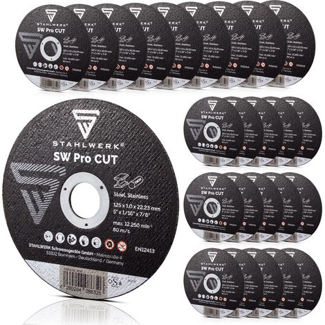 STAHLWERK SW Pro CUT set di 25 dischi da taglio 125 x 1,0 x 22,23 mm