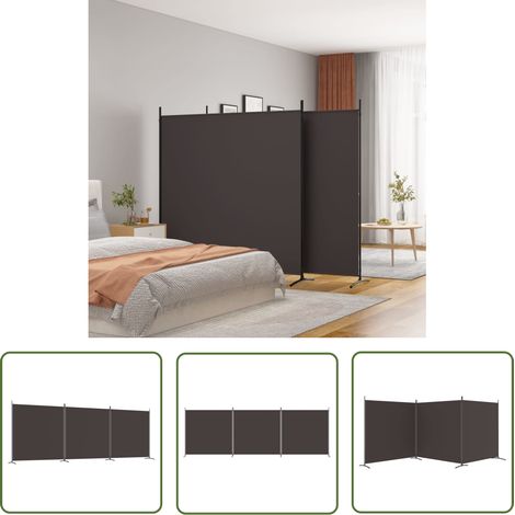 The Living Store 3-tlg. Paravent Braun 525x180 cm Stoff - Paravent - Raumteiler - Trennwand - Zimmerteilung - Privatsphäre (1/5)