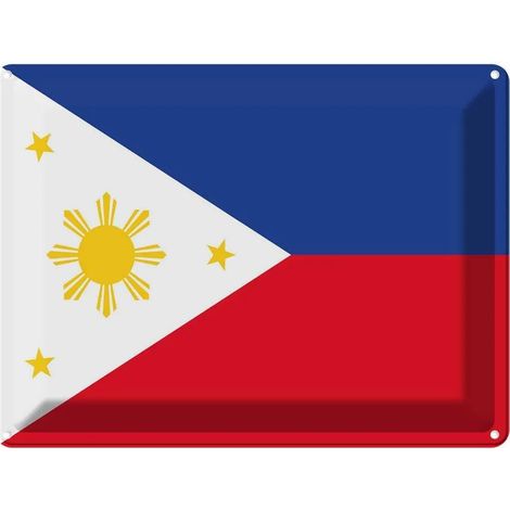 Plaque métallique 30x40 cm Drapeau des Philippines et armoiries (1/5)