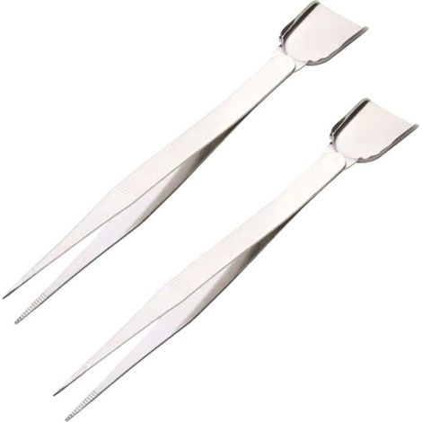 ZVD-Lot de 2 pinces à épiler pratiques en acier inoxydable avec cuillère diamantée pour strass, pierres précieuses, cristaux et perles (1/4)